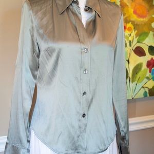 Silk I.N.C. Silver Metallic Blouse